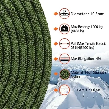AOLEBA 10.5mm Static Climbing Rope for Outdoor Adventures