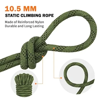 AOLEBA 10.5mm Static Climbing Rope for Outdoor Adventures