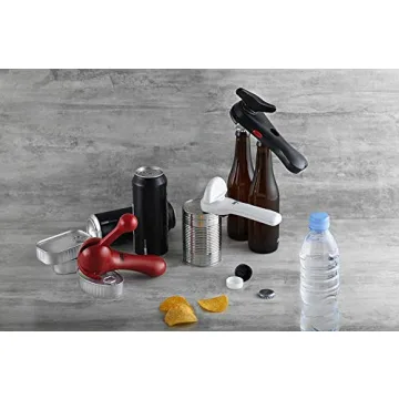 Kuhn Rikon Auto Safety Master Opener for Cans, Bottles and Jars, 9 x 2.75 inches, Red