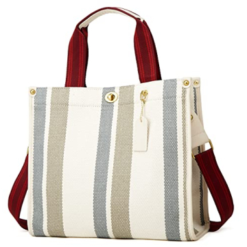 Tote Bag Hobo Bag for Women Canvas Shoulder Bag Chic Crossbody Bag Satchel Large Handbag Color Contrast Stripe