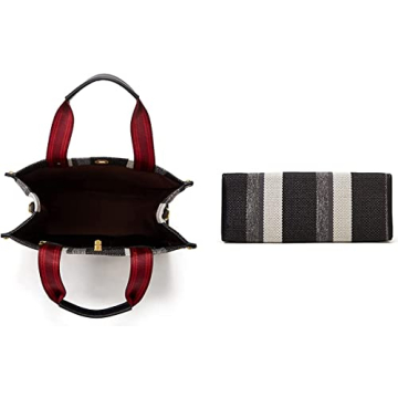 Tote Bag Hobo Bag for Women Canvas Shoulder Bag Chic Crossbody Bag Satchel Large Handbag Color Contrast Stripe