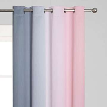 Pink and Grey Ombre Blackout Curtains - 84 Length