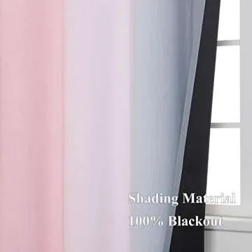 Pink and Grey Ombre Blackout Curtains - 84 Length