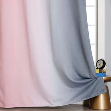 Pink and Grey Ombre Blackout Curtains - 84 Length