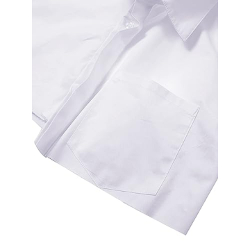 Remidoo Women's Asymmetrical Hem Long Sleeve Button Up Shirt Crop Top Blouse White Small