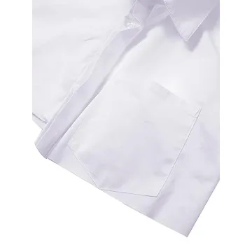 Remidoo Women's Asymmetrical Hem Long Sleeve Button Up Shirt Crop Top Blouse White Small