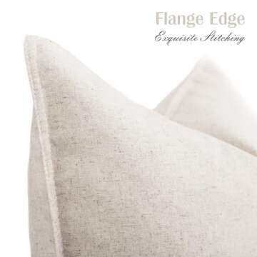 Foindtower Pack of 2 Decorative Cotton Linen Throw Pillow Covers Soft Modern Farmhouse Cushion Cover Cozy Vintage Accent Pillowcase for Couch Sofa Bed Living Room Home Decor, 18×18 Inch Light Beige