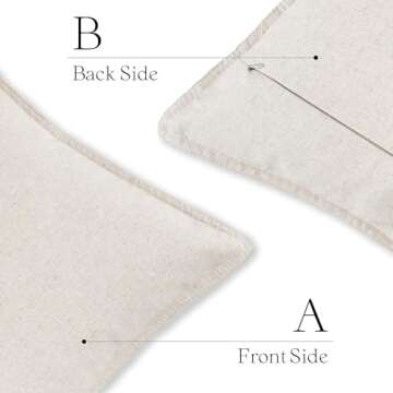 Foindtower Pack of 2 Decorative Cotton Linen Throw Pillow Covers Soft Modern Farmhouse Cushion Cover Cozy Vintage Accent Pillowcase for Couch Sofa Bed Living Room Home Decor, 18×18 Inch Light Beige