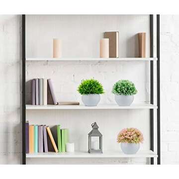 ELYSIANZE Mini Artificial Plants | Modern Farmhouse Plants Home Decor | Small Fake Plants | Office/Kitchen/Bathroom/Bedroom/Mantle/Shelf/Living Room/ (Pink, Green & White)