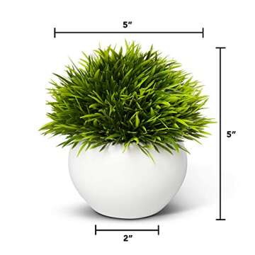ELYSIANZE Mini Artificial Plants | Modern Farmhouse Plants Home Decor | Small Fake Plants | Office/Kitchen/Bathroom/Bedroom/Mantle/Shelf/Living Room/ (Pink, Green & White)