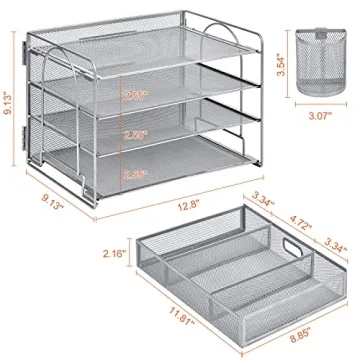 Marbrasse 4-Tier Mesh File Organizer - Stylish and Functional