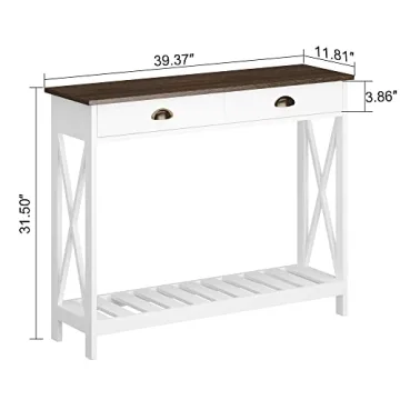 ChooChoo Farmhouse Console Table with Drawer for Entryway