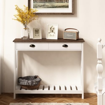 ChooChoo Farmhouse Console Table with Drawer for Entryway