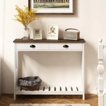 ChooChoo Farmhouse Console Table with Drawer for Entryway