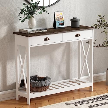 ChooChoo Farmhouse Console Table with Drawer for Entryway