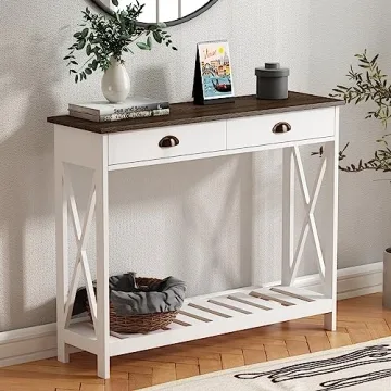 ChooChoo Farmhouse Console Table with Drawer for Entryway