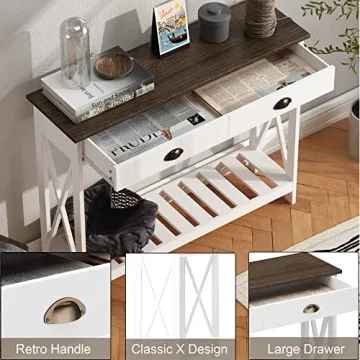 ChooChoo Farmhouse Console Table with Drawer for Entryway