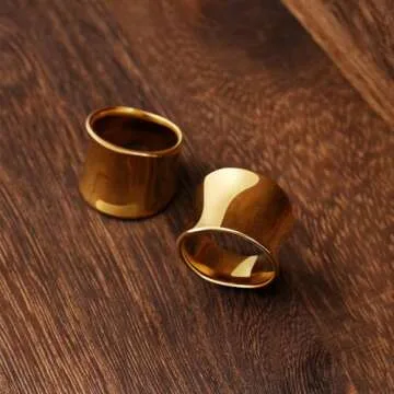 NVWAROCK Gold Wide Statement Band Ring for Style and Comfort