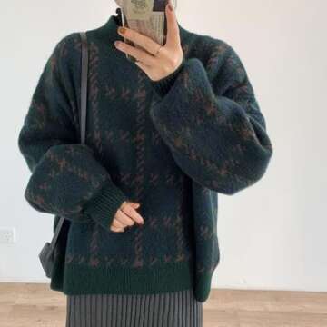 Grunge Clothes Grandpa Sweaters Vintage Aesthetic Baggy Dark Academia Clothing Plaid Striped Preppy ...