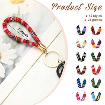 Junkin 24 Pcs Boho Surfer Bulk Keychains with Golden Key-ring for Women Men Teacher Appreciation Gif...