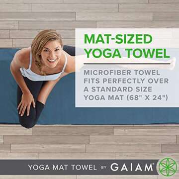 Gaiam Microfiber Yoga Mat Towel: Quick-Drying & Absorbent for Hot Yoga Classes