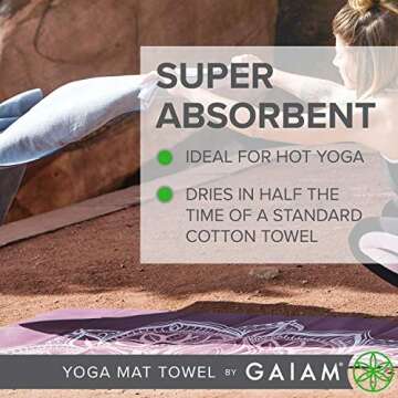 Gaiam Microfiber Yoga Mat Towel for Hot Yoga