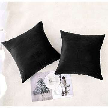 NiNi ALL Decorative Throw Pillow Covers Pack of 2 Velvet Throw Pillow Cases for Couch Pillows Cover Bedroom Living Room Outdoor, Pillow Covers 20x20 Inch Black