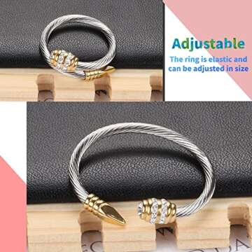 Dorriss Ring for Women Cable Nail Rings Open Stackable Adjustable Cubic Zirconia Vintage Designer Fa...