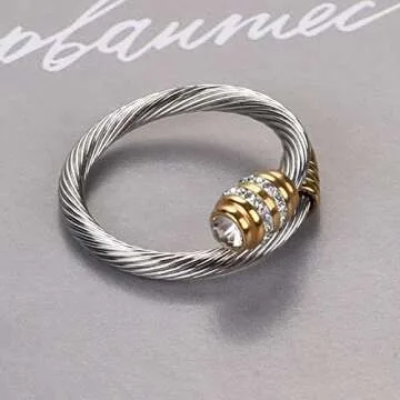 Dorriss Ring for Women Cable Nail Rings Open Stackable Adjustable Cubic Zirconia Vintage Designer Fashion Jewelry Girlfriend Wife Mom