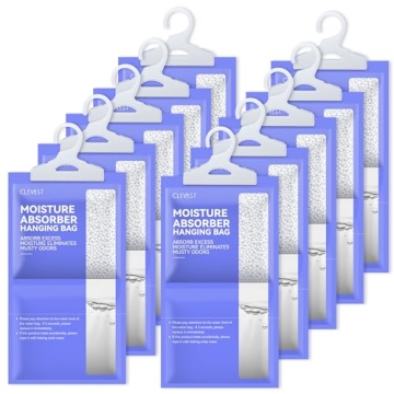 CLEVAST Moisture Absorbers Packets 10 Pack, Dehumidifier Bags for Closet, Unscented Hanging Humidity...