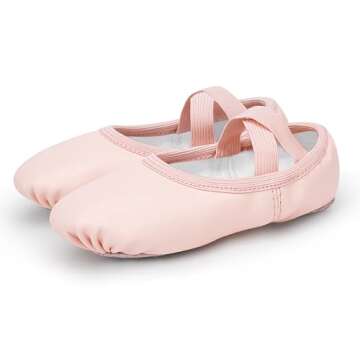 Stelle Ballet Shoes for Girls Women PU Leather Dance Slippers Boys Ballerina Shoes for Toddler/Little Kid/Big Kid/Women(Ballet Pink,9MT)