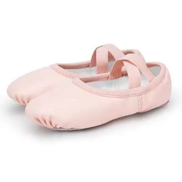 Stelle Ballet Shoes for Girls Women PU Leather Dance Slippers Boys Ballerina Shoes for Toddler/Little Kid/Big Kid/Women(Ballet Pink,9MT)