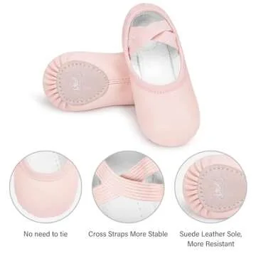 Stelle Ballet Shoes for Girls Women PU Leather Dance Slippers Boys Ballerina Shoes for Toddler/Little Kid/Big Kid/Women(Ballet Pink,9MT)