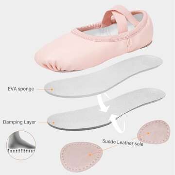 Stelle Ballet Shoes for Girls Women PU Leather Dance Slippers Boys Ballerina Shoes for Toddler/Little Kid/Big Kid/Women(Ballet Pink,9MT)