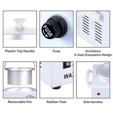 AW Portable Single Hot Wax Warmer Electric Heater Salon Facial Skin Hair Removal Spa Home with 50PCS Wood Sticks Cover Bracket