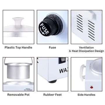 AW Portable Single Hot Wax Warmer Electric Heater Salon Facial Skin Hair Removal Spa Home with 50PCS Wood Sticks Cover Bracket