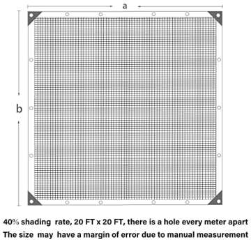 winemana 40% Black Shade Cloth, 20 x 20 FT Durable Mesh Tarp with Grommets, Resistant Garden Sun Shade Netting, Shading Antifreezing for Pergola, Greenhouse, Plants Growing, Chicken Coop