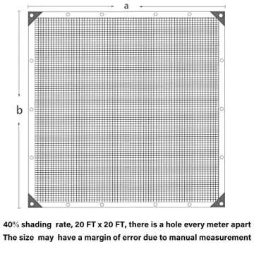 winemana 40% Black Shade Cloth, 20 x 20 FT Durable Mesh Tarp with Grommets, Resistant Garden Sun Shade Netting, Shading Antifreezing for Pergola, Greenhouse, Plants Growing, Chicken Coop