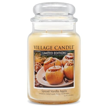 Village Candle Spiced Vanilla Apple - Large 21.25 oz Scented Candle in Apothecary Jar
