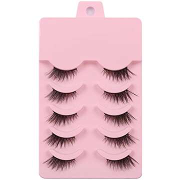 Himirell Half Lashes Natural Look Cat Eye Lashes Short Accent Corner False Eyelashes Look Natural Faux Mink Lashes 5 Pairs Pack