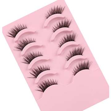 Himirell Half Lashes Natural Look Cat Eye Lashes Short Accent Corner False Eyelashes Look Natural Faux Mink Lashes 5 Pairs Pack