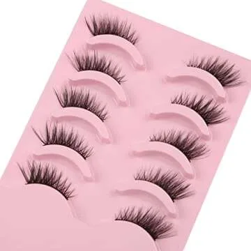 Himirell Half Lashes Natural Look Cat Eye Lashes Short Accent Corner False Eyelashes Look Natural Faux Mink Lashes 5 Pairs Pack