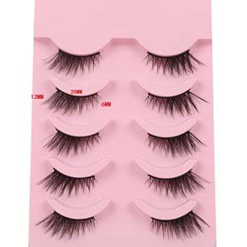 Himirell Half Lashes Natural Look Cat Eye Lashes Short Accent Corner False Eyelashes Look Natural Faux Mink Lashes 5 Pairs Pack