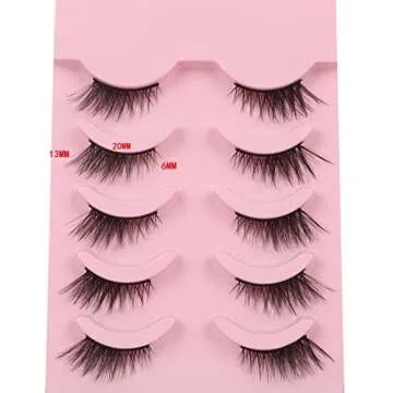 Himirell Half Lashes Natural Look Cat Eye Lashes Short Accent Corner False Eyelashes Look Natural Faux Mink Lashes 5 Pairs Pack