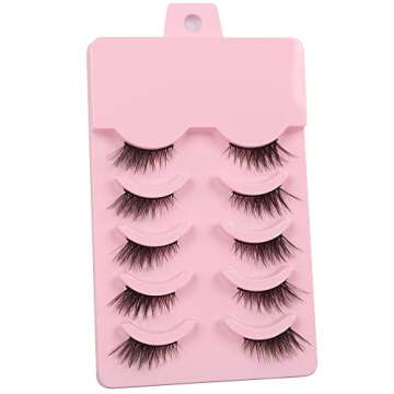 Himirell Half Lashes Natural Look Cat Eye Lashes Short Accent Corner False Eyelashes Look Natural Faux Mink Lashes 5 Pairs Pack