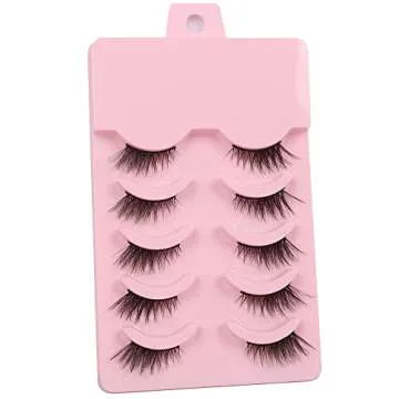Himirell Half Lashes Natural Look Cat Eye Lashes Short Accent Corner False Eyelashes Look Natural Faux Mink Lashes 5 Pairs Pack