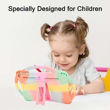 Adocham Kids Case for ipad 9.7 inch 2018/2017,Kids iPad 6th/5th Generation Case with Stand Handle and Strap,Lightweight Shockproof Silicone Kids Cover for iPad Air&Air 2 (Rainbow)
