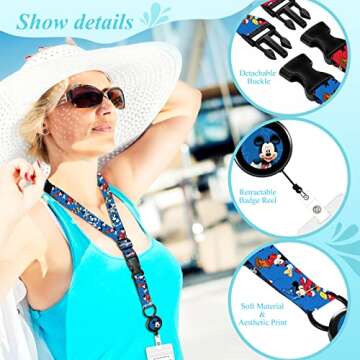 Akkya Cruise Lanyard for Ship Cards with Retractable Reel Waterproof ID Card Neck Holder 2 Pack Thick Cute Cartoon Travel Lanyard Essentials Accessories Presents for Cruise Lovers-Red&Blue