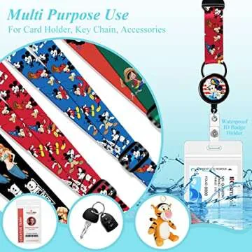 Akkya Cruise Lanyard for Ship Cards with Retractable Reel Waterproof ID Card Neck Holder 2 Pack Thick Cute Cartoon Travel Lanyard Essentials Accessories Presents for Cruise Lovers-Red&Blue