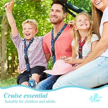 Akkya Cruise Lanyard for Ship Cards with Retractable Reel Waterproof ID Card Neck Holder 2 Pack Thick Cute Cartoon Travel Lanyard Essentials Accessories Presents for Cruise Lovers-Red&Blue